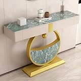 Design fin et ultra-étroit : Cette Table console contemporaine rectangulaire étroite présente un profil fin qui résout parfaitement le problème de faible utilisation de l’espace dans les entrées, couloirs ou salons étroits. La forme épurée de Table d’appoint de luxe avec deux tiroirs de rangement se place parfaitement contre le mur tout en offrant un large espace sur le plateau pour ranger vos objets du quotidien.