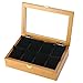 Hölzerne 8 Grids Watch Box Schmuck klare Vitrine Aufbewahrungsbox mit Glasdeckel und abnehmbare weiche Kissen braune Kissen für Männer Frauen Sammelboxen
