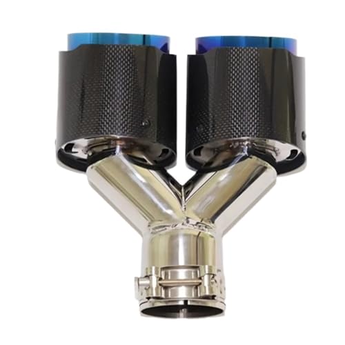 Embout d'échappement carbone brillant de prestige et double tuyau violet haut de gamme