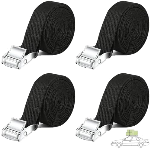 4 Pcs Ratchet Straps, 2cmx2m Heavy Duty Lashing Straps, Adjustable Cam Buckle Tensioning Belts, Used For Motorcycles, Goods, Trucks, Trailers, Luggage Quick Release Ratchet Tie Down Straps