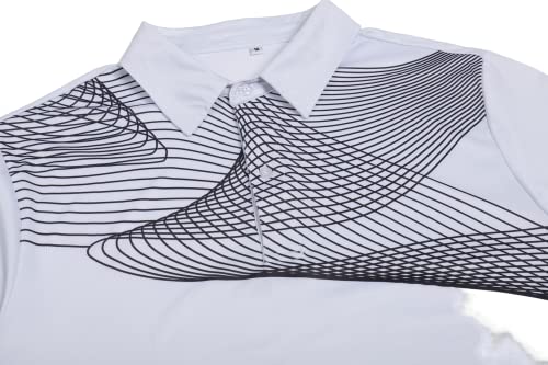 Berciway Polo Golf Shirts For Men Quick Dry Tennis Sports Shirts, White Grey, S #TOP3