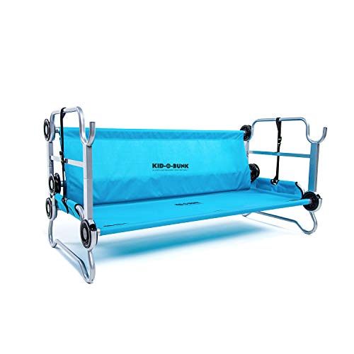 Disc-O-Bed Youth Kid-O-Bunk Benchable Camping Cot with Organizers, Teal Blue