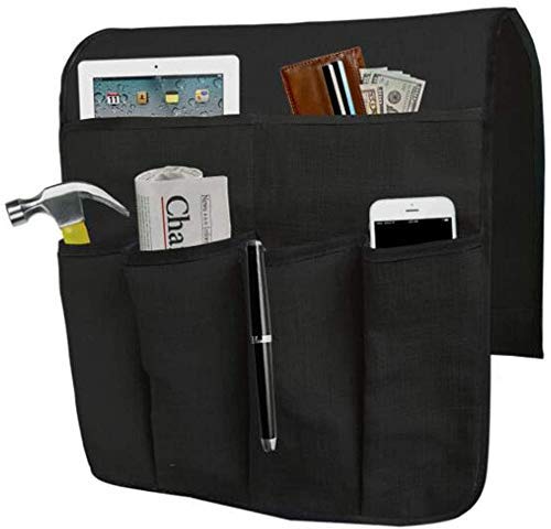 ONLY-HOT Double Layers Sofa Armrest Organizer Couch Remote Holder Armchair Recliner Bedside Caddy with 6 Pockets for Magazines, Books, TV Remote Control, Phone, Glasses
