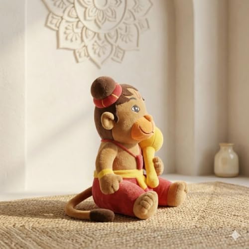 Image of AVSHUB God Soft Toy for Kids Divine Mantra Chanting Baby Hanuman with 3 Preloaded Mantras & Aartis, Musical Soft Plush Toy, Return Gift for Infants, Toddlers & Kids (Medium - 25 Cm)