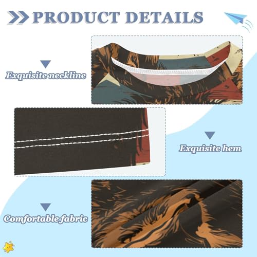 Boys Swing Shirts America Yak Flag Cow Rashguard Short Sleeve Kids T-Shirts Sun UPF 50+3