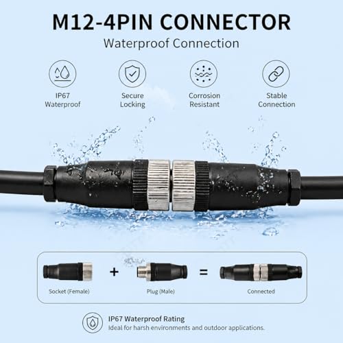 Conector M12 de campo impermeable IP67 con cable de 4 pines para automatización PLC 6