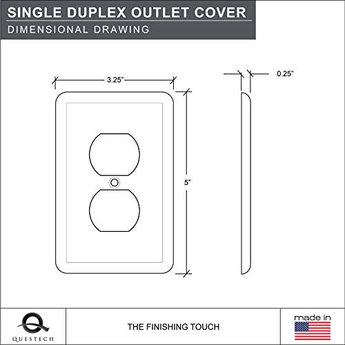 Questech Single Duplex - Gray Outlet Cover Linen Textured Decorative Electrical Wall Plate