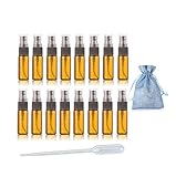 JJKMALL- 25pcs Brown Amber Fine Mist 5ml 1/6oz Atomizer Vial Glass bottle Spray Refillable Empty...