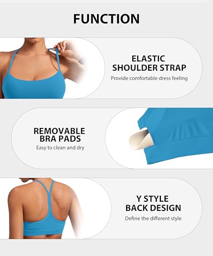 Image of MIRITY Padded Y-Back Sports Bra for Women - Racerback Low ImpactYoga Workout Top with Spaghetti Strap Pack of 3