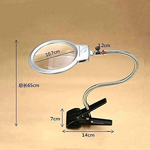 Lupa de mesa con luz de lectura LED y manguera metálica flexible 3