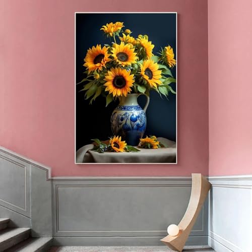 Affiches et impressions fleurs jaune tableau de salon moderne 70x100 - 5