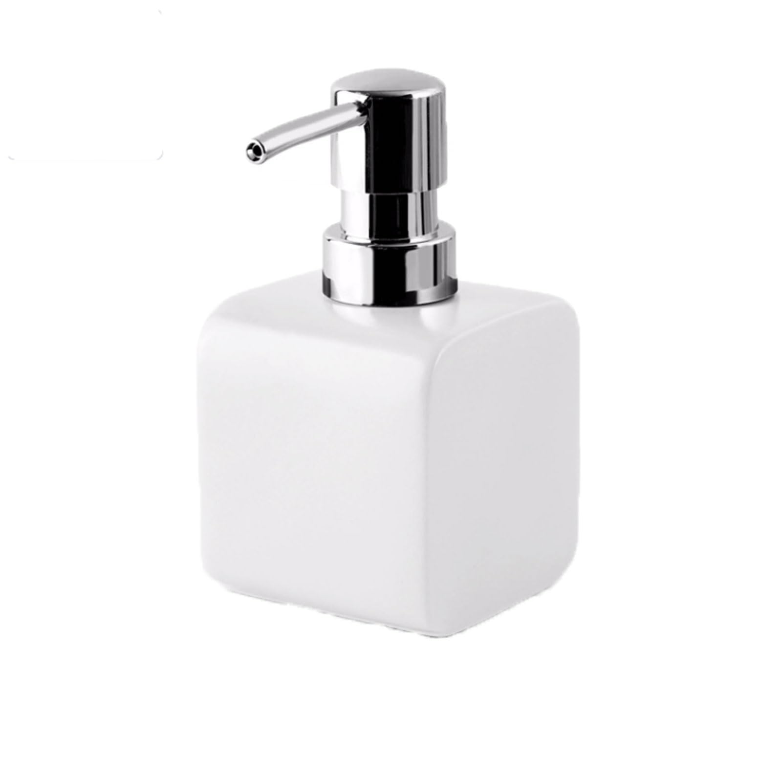 Ceramiczny dozownik mydła 238 ml z plastikową głowicą pompki, gładkie błyszczące wykończenie, zaokrąglone miękkie krawędzie, blat (Wei)