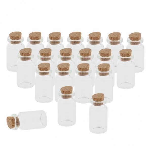 Bnf® 2x20Pcs 7ml Mini Empty Clear Glass Bottle Vials with Cork Stoppers for Storage Health & Beauty & Alternative Remedies Aromatherapy-image-11