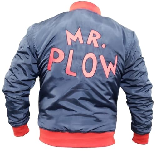 ZM ATTIRE Unisex Mr Cimpson Navy Blue Bomber Jacke Mr Plow Satin Bomber Jacket