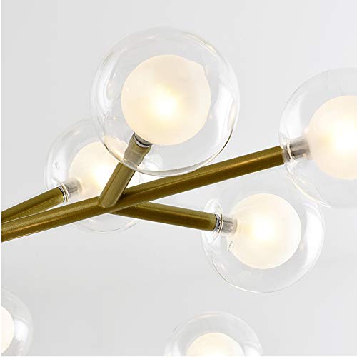 WXHC Lampe à bulles simple et moderne, lampe créative pour salle à manger, salle à manger, bar, lustre G9 Nordic Magic Bean en verre, abat-jour transparent double couche, 9 têtes – vue 2