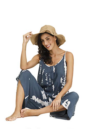 Image of BUENOS NINOS Women's V Neck Floral Maxi Dress Boho Printed Adjustable Spaghetti Strap Ethnic Beach Long Dress with Pockets