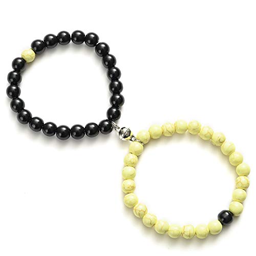 Neovivi Magnetic Couple Bracelet Set Mutual Attraction Relationship Couples Bracelets for Women Men Birthday Gift Stone Distance Matching Relationship Bracelet for Girlfriend & Boyfriend
