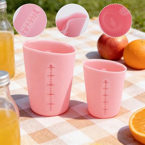 2 Piezas Vasos Medidores de Silicona Reutilizables miniatura 3