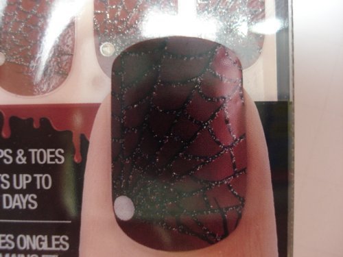 28 RED WITH SILVER SPIDER WEB DESIGN NAIL & TOE STRIPS by Kiss