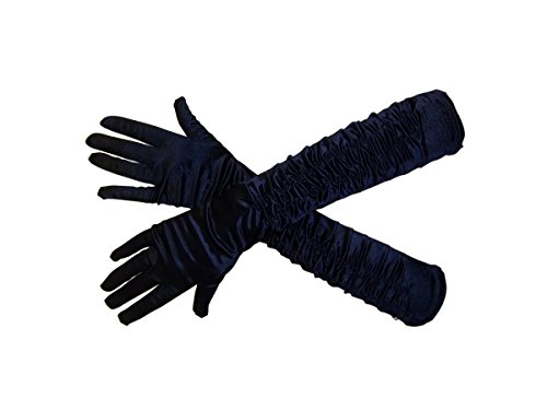 Image of Jacobson Hat Company Women's Adult 18 Inch Long Gathered Satin Gloves, Black, One Size