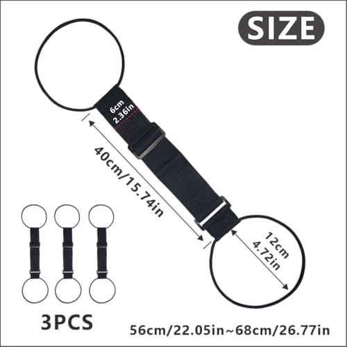 Image of 3 Elastic Fastening Luggage Straps, Adjustable, Durable, Water-Resistant, Travel Belt for Luggage Over Handle, Black