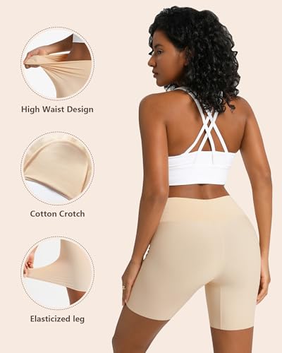 AugYew Kurze Leggings Radlerhose Damen, High Waist Anti Scheuern Sport Hose Unter Kleid Damen Boxershorts Unterhosen, Weiß,L