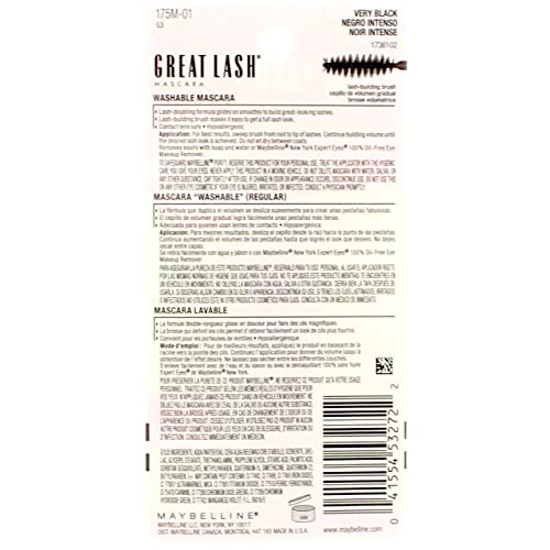 Image of Maybelline Great Lash Mascara, Very Black [101], 0.43 oz (Pack of 4)