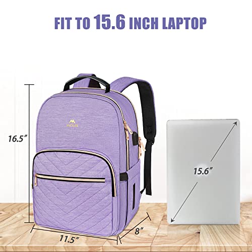 Matein Laptop Backpack For Women, Anti Theft 15.6 Inch College School Bookbag For Girls With Usb Charging Port, Water Resistant Stylish Travel Computer Work Backpack With Rfid Pocket For Nurse, Purple #TOP4