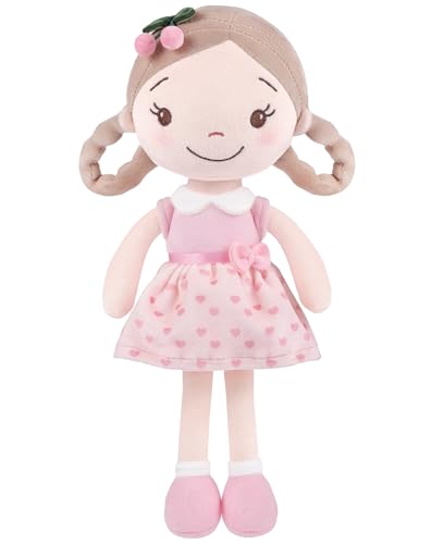 GAGAKU Bonecas pano para meninas 30 cm tecido macio anjo guardião presente de batismo para menina com asas de peluche amuleto da sorte para meninos de 1-6 anos - menina cereja (menina cerejeira)