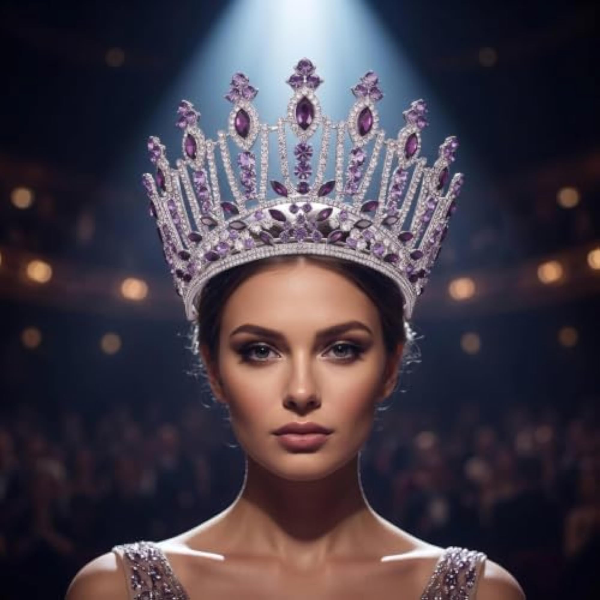 Regal Sparkling Baroque Crown with Adjustable Headband for Weddings