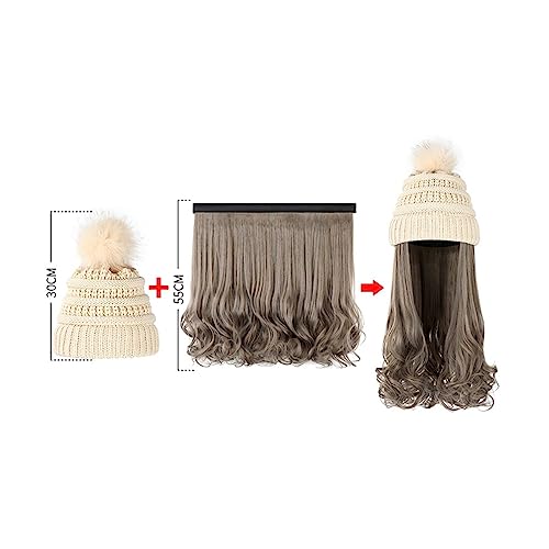 Chapeau bonnet avec cheveux bouclés amovibles pour masquer la perte de volume