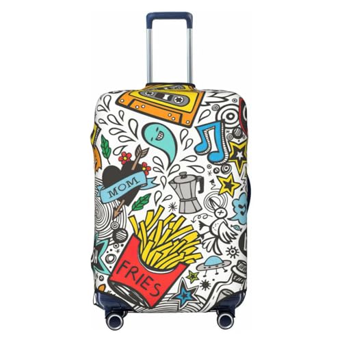 Comic Art Print Luggage Suitcase Cover Protector Luggage Washable Covers With Concealed Zipper