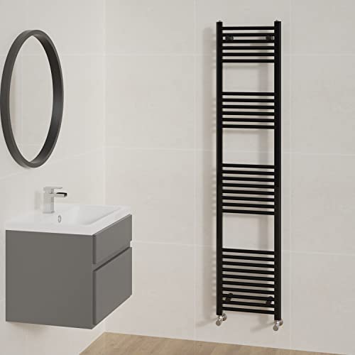 Image of NRG Straight Black Heated Towel Rail Radiator Central Heating 1800x400mm