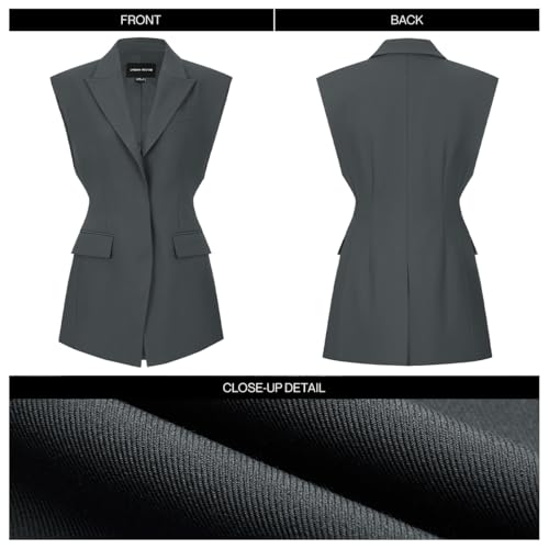 Women's Blazer Vest Fashion Sleeveless Suit Lapel Collar Open Front Office Outfits with Pockets2