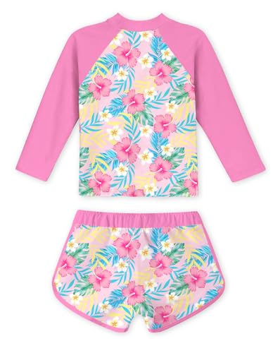 Image of Vogseek Girls Rash Guard Two Pieces Swimsuit Long Sleeve Bathing Suit for 3-10 Years