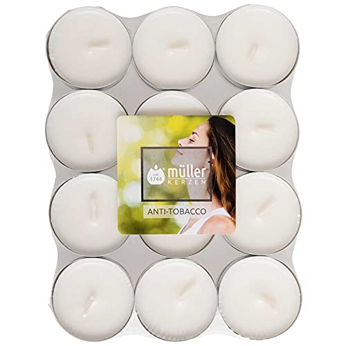 Bougies Parfumées Müller - Santal, Lot De 24, Ø39mm X 15mm, 4h Combustion, Cire Brune