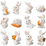 12 Pcs Cute Animal Rabbit Figure Toys Cake Topper, Miniature Rabbit Figurines Collection Playset Fairy Tale Garden Decoration Christmas Birthday Gift