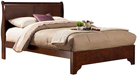 BOWERY HILL Full Size Wood Sleigh Bed, Box Spring Required, in Cappuccino (Brown)