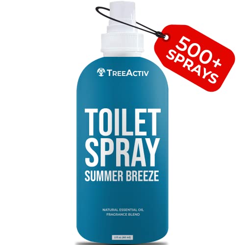 TreeActiv Toilet Spray, Summer Breeze | Pre-Poop Mask Mist & Toilet Seat Deodorizer | Bathroom Air Freshener & Odor Eliminator | Travel Potty Spray for Public Restrooms | 500+ Sprays
