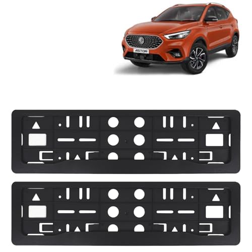 Image of KINGSWAY Astor Car Number Plate Frames for All 2021 Onwards Models of Morris Garages (MG) Car Registration Plate Holders, Black Licence Plate Covers (Front and Rear), Universal Size 51.5 x 14.5 cm