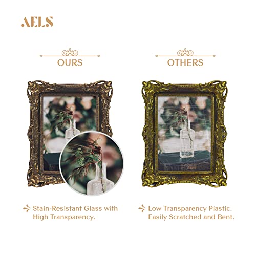 Aels 5X7 Inch Vintage Picture Frame, Elegant Antique Photo Frames With Glass Front, Photo Display, Tabletop Wall Hanging, Gift Ideas, Brown Vine #TOP2