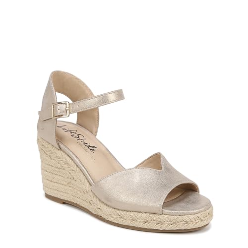 LifeStride Women's Tess Wedge Espadrille Sandals, Platino Gold, 11 by LifeStride - Used condition - CA$64.44