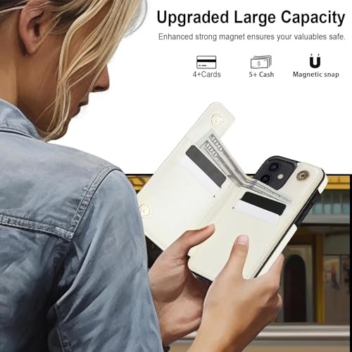 Coque iPhone 12 antichoc compatible MagSafe étui portefeuille cuir PU