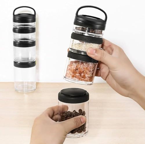 Image of 4-Layer Twist Lock Storage Jars Stackable BPA-Free Formula Container Non-Spill Snack Cup Containers for Milk Powder, Protein, Nuts & Baby Food Portable Travel Storage Jars (1 Pcs)