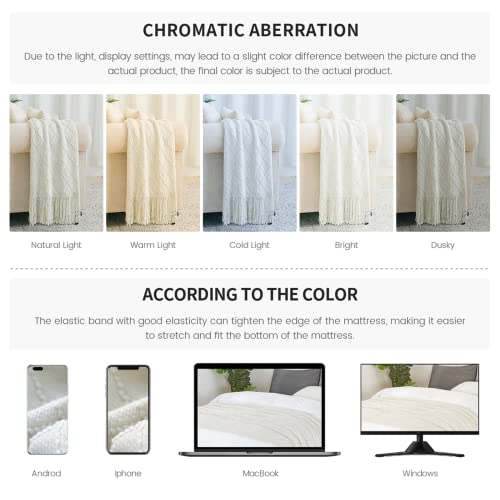 Bourina Throw Blanket Textured Solid Soft Sofa Couch Cover Decorative Knitted Blanket, 50" X 60" Beige #TOP6