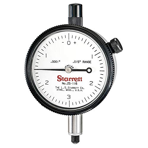 Indicador de esfera Starrett 25-116J con rango de 015 y lectura balanceada 0-3-0 para taller