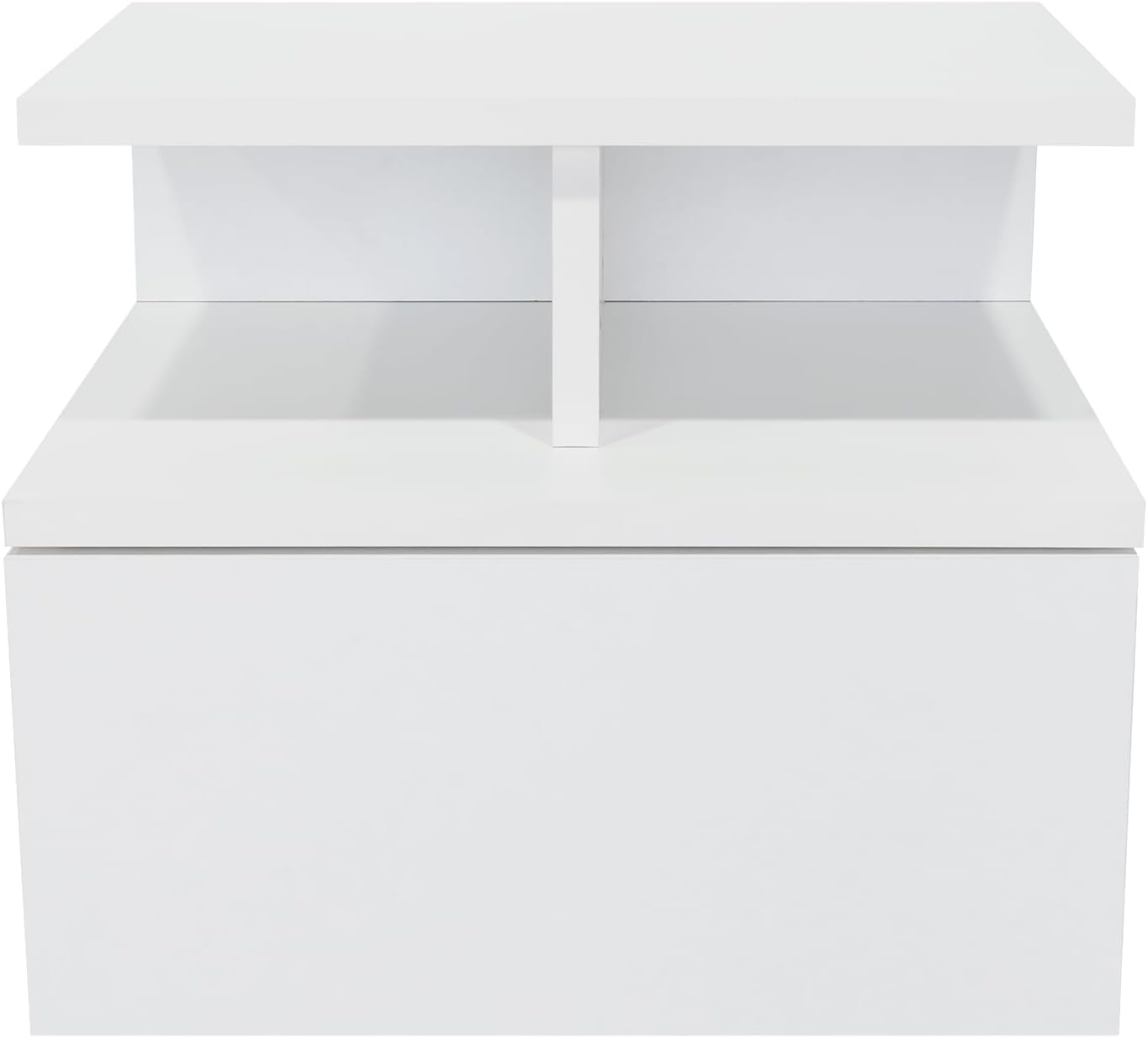 Tuhome Adele Floating Nightstand with One Drawer and Two Lower Shelves, Wall-Mounted Bedside Storage Solution for Compact Bedrooms, Modern Space-Saving Design with Hidden Storage and Display Ar