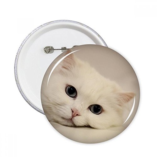 Chat blanc Kitty pin's rond XL pour masquer un trou ou égayer un vêtement