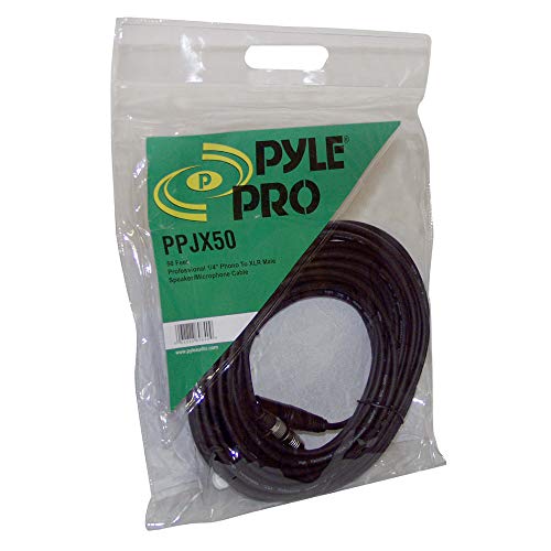 Pyle-Pro 1/4" Audio Cord-1/4 Inch Phono To Xlr Male Connection 50 Ft 12 Gauge Black Heavy Duty Professional Speaker Cable Wire-Delivers Sound-Pyle (Ppjx50) #TOP2