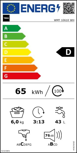 Simplified energy efficiency label for Teka WMT 10610 WH